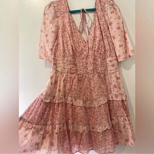 American Eagle Outfitters Pink Floral Backless Dress